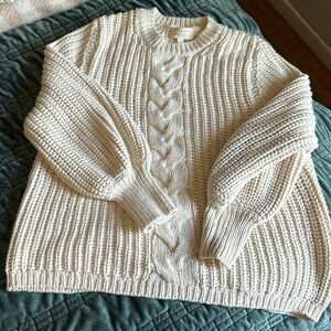 Sezane fisherman cotton jumper, small Euc